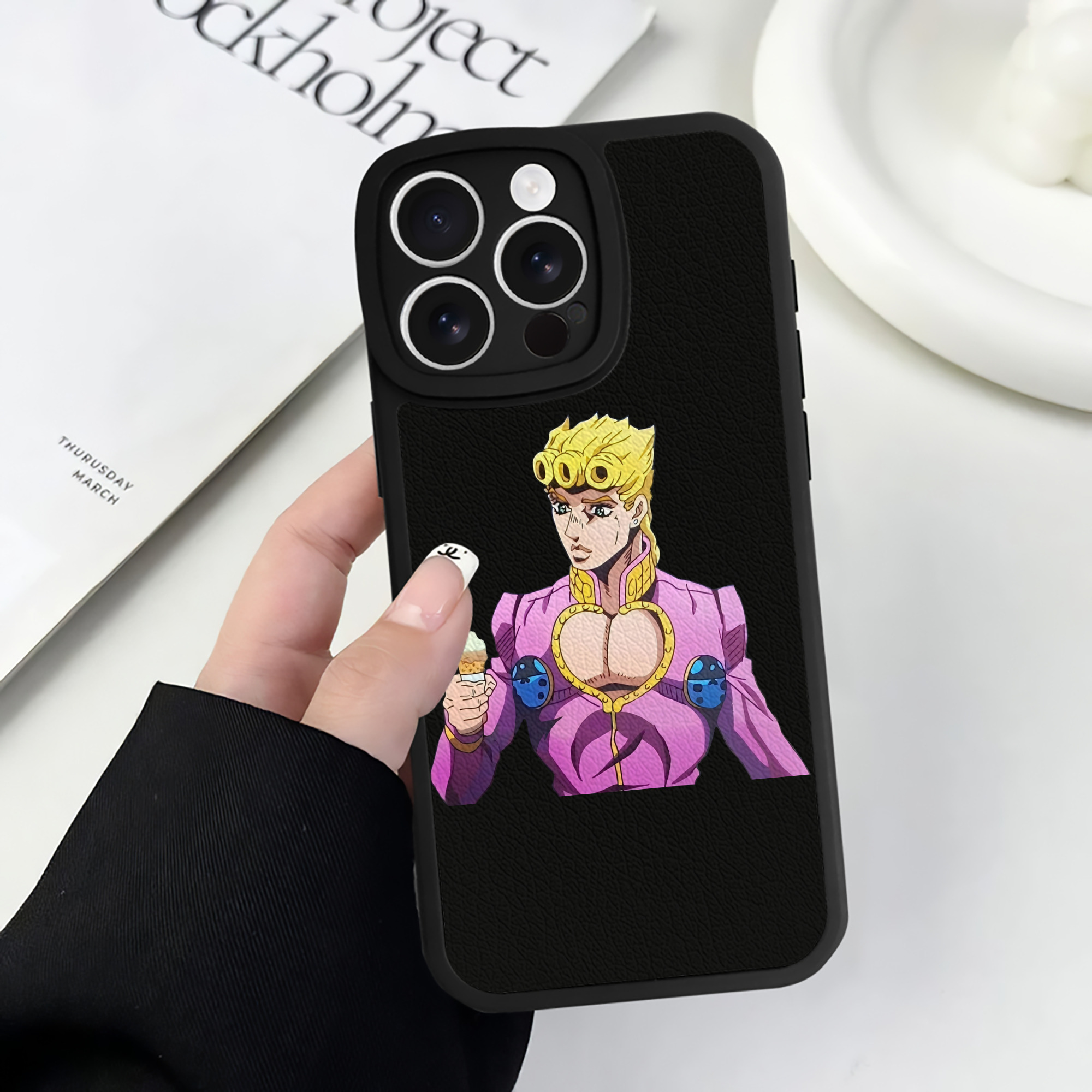 （画像用） ジョジョの奇妙な冒険 ジョルノ?ジョバァーナ JoJo's Bizarre Adventure Giorno Giovanna 【iPhone 16シリーズ対応】シリコンスマホケース（レザー調） 材質：シリコン